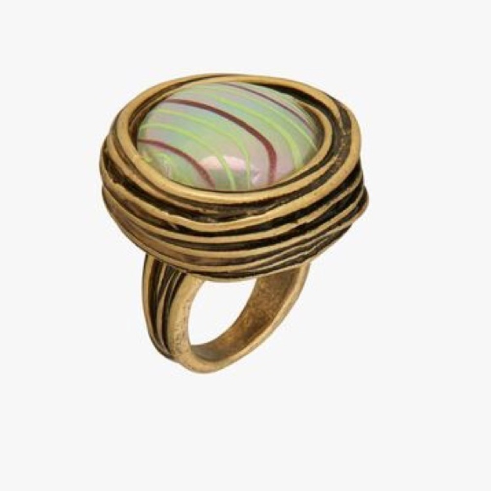 🌹NWT. Zara Limited Edition Round Glass Ring. Size S/12.